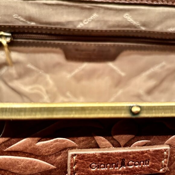 Gianni Conti Italian Brown Leather Satchel Detachable Handbag & Xbody Strap NEW - Picture 12 of 14